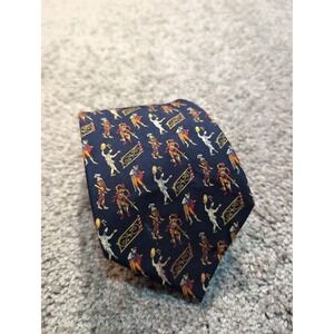 Salvatore Ferragamo Silk Necktie Mens Harlequin Figures Blue Made in Italy